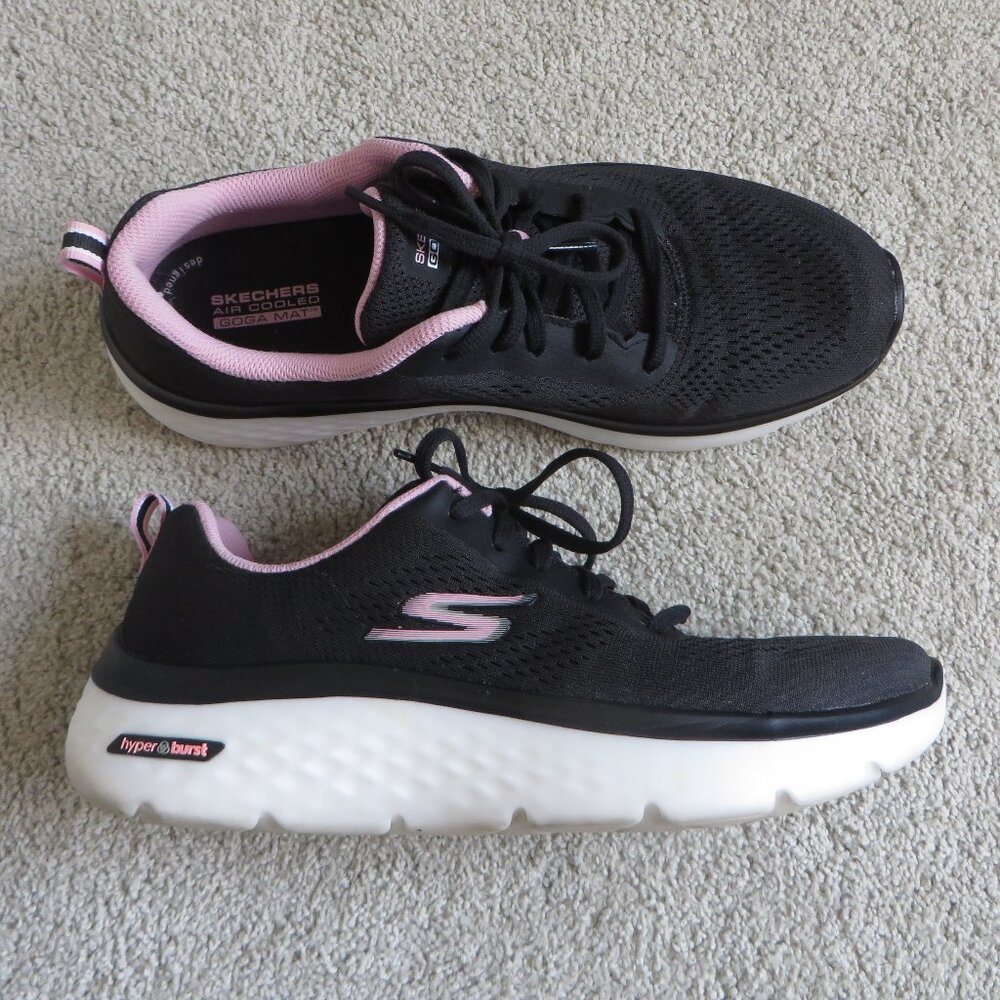 Skechers Womens GO Walk Hyper Burst Walking Shoes Size 10 BLACK / PINK #124578
